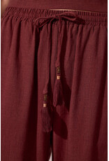 TRIBAL RELAXED TAPERED LINEN BLEND CROPPED PANT - TERRA