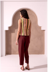 TRIBAL SLVLESS DOUBLE TIE FRONT TOP - LINEN BLND - CABANA