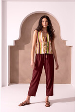 TRIBAL SLVLESS DOUBLE TIE FRONT TOP - LINEN BLND - CABANA