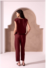 TRIBAL DROP SHOULDER SHELL TOP - LINEN BLEND - TERRA