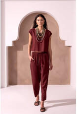 TRIBAL DROP SHOULDER SHELL TOP - LINEN BLEND - TERRA