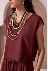 TRIBAL DROP SHOULDER SHELL TOP - LINEN BLEND - TERRA