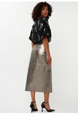 METALLIC FAUX WRAP PENCIL SKIRT