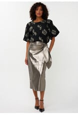 METALLIC FAUX WRAP PENCIL SKIRT