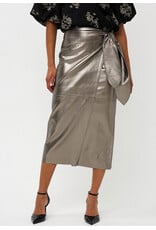 METALLIC FAUX WRAP PENCIL SKIRT