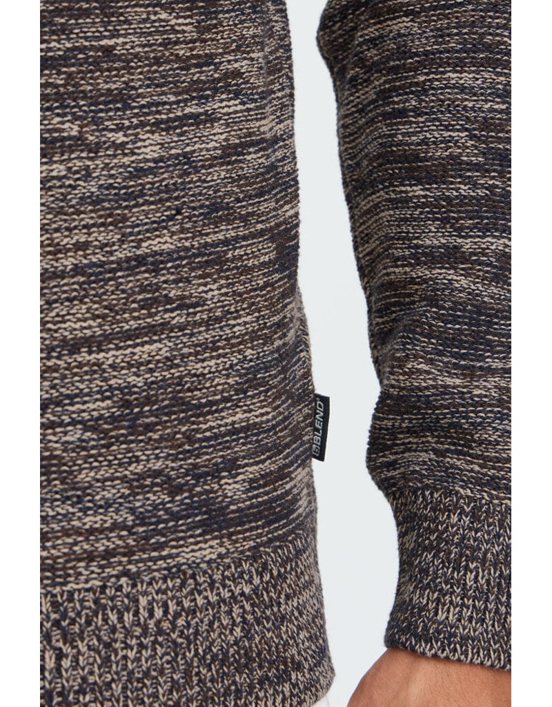 BLEND BILBO 1/4 ZIP SWEATER - MULCH BROWN