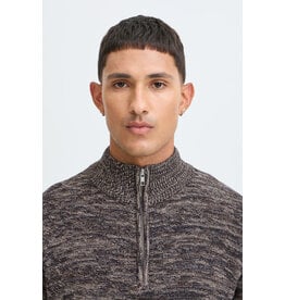 BLEND BILBO 1/4 ZIP SWEATER - MULCH BROWN