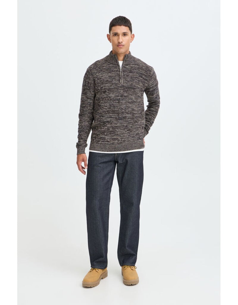 BLEND BILBO 1/4 ZIP SWEATER - MULCH BROWN
