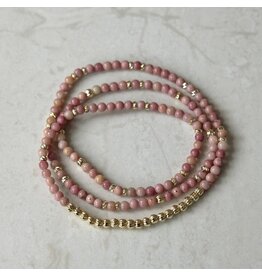 GLEE CIRCUIT LOOP NECKLACE/BRACELET - PINK RHODONITE