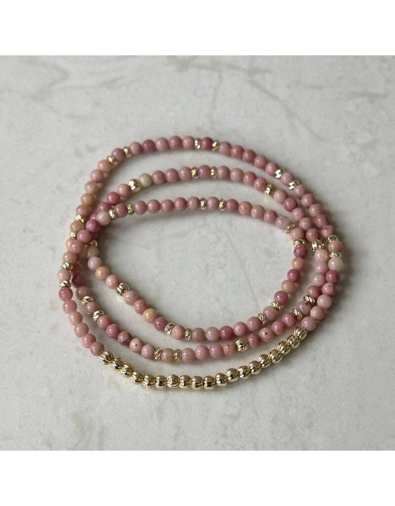 GLEE CIRCUIT LOOP NECKLACE/BRACELET - PINK RHODONITE