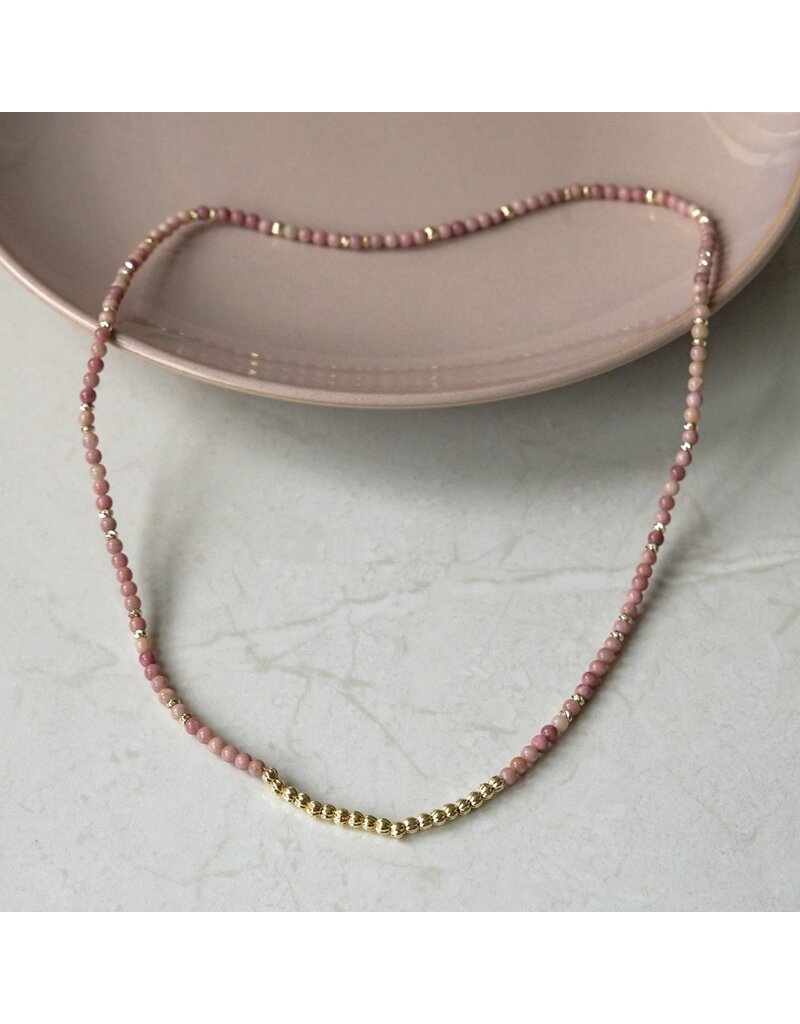 GLEE CIRCUIT LOOP NECKLACE/BRACELET - PINK RHODONITE