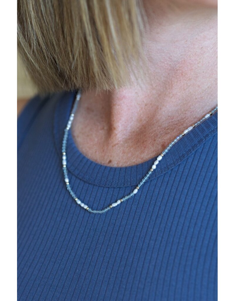 GLEE MIRA NECKLACE - LABRADORITE / PEARL