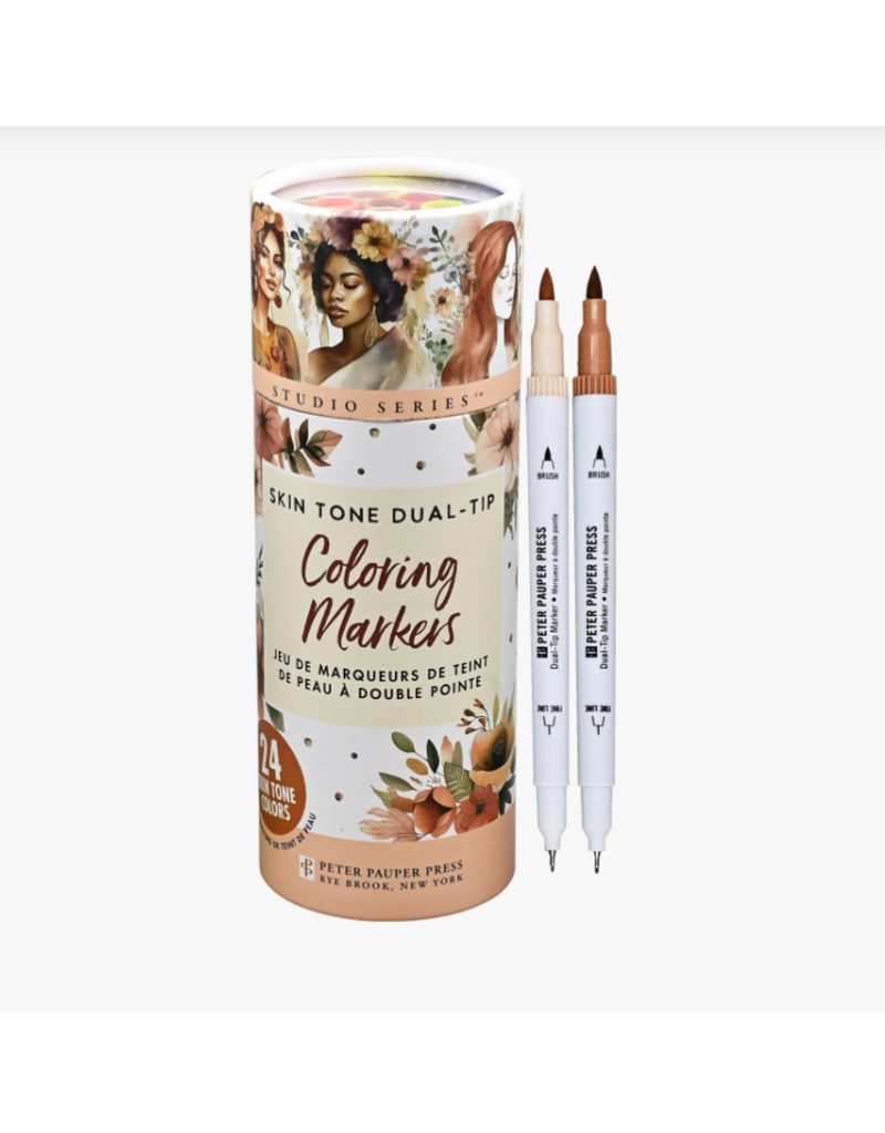 DUAL TIP PASTEL COLORING MARKERS SKIN COLOR - 24 COUNT