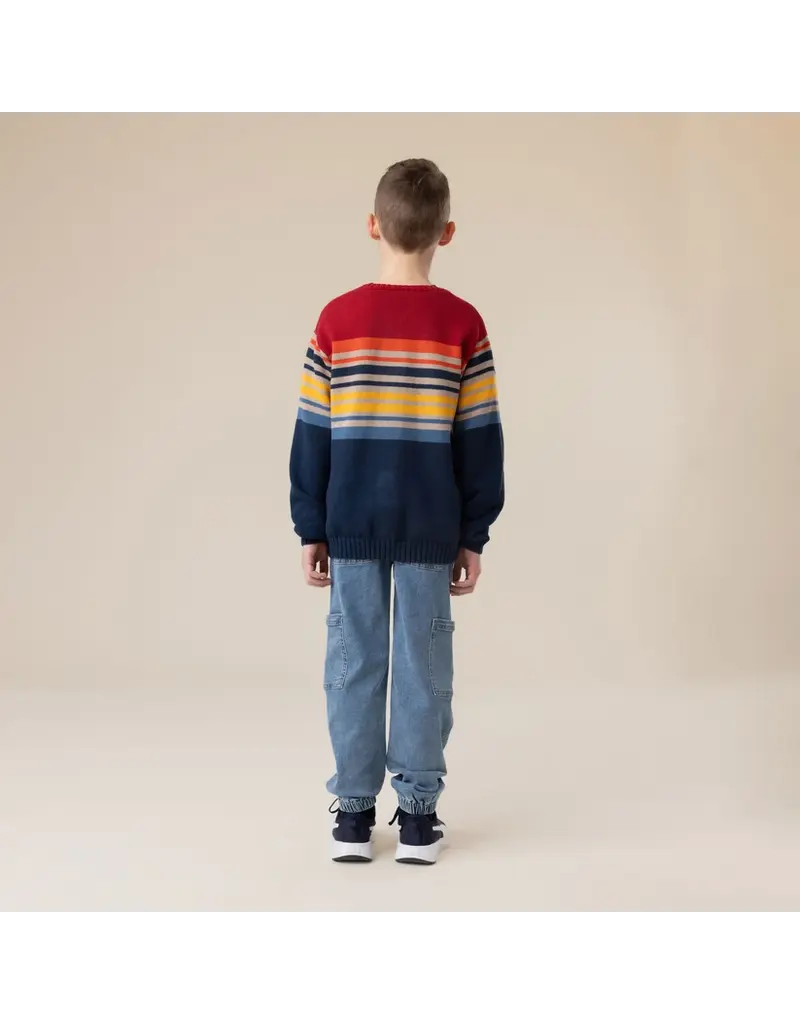 NANO KNIT SWEATER - BURGUNDY STRIPE