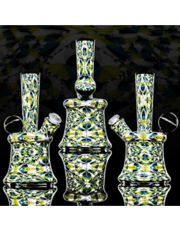 QUASAR GLASS Quasar Mini Tube: Blue/Yellow Chip Stack