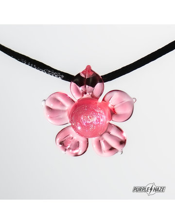 Mars Glass Mars Glass: Mini Flower Pendant Transparent Pink with Opaque Center