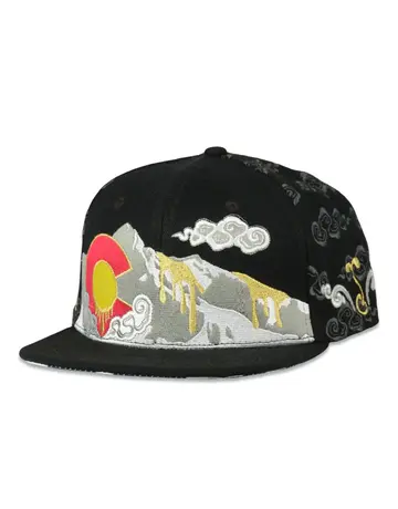 Grassroots GR Snapback Hat L/XL: Dabroots Clouds Allover Black Grassroots