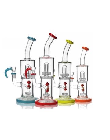 ES  CL801 W_Clear Tube Mushroom w/ Colored Accents 11.7"
