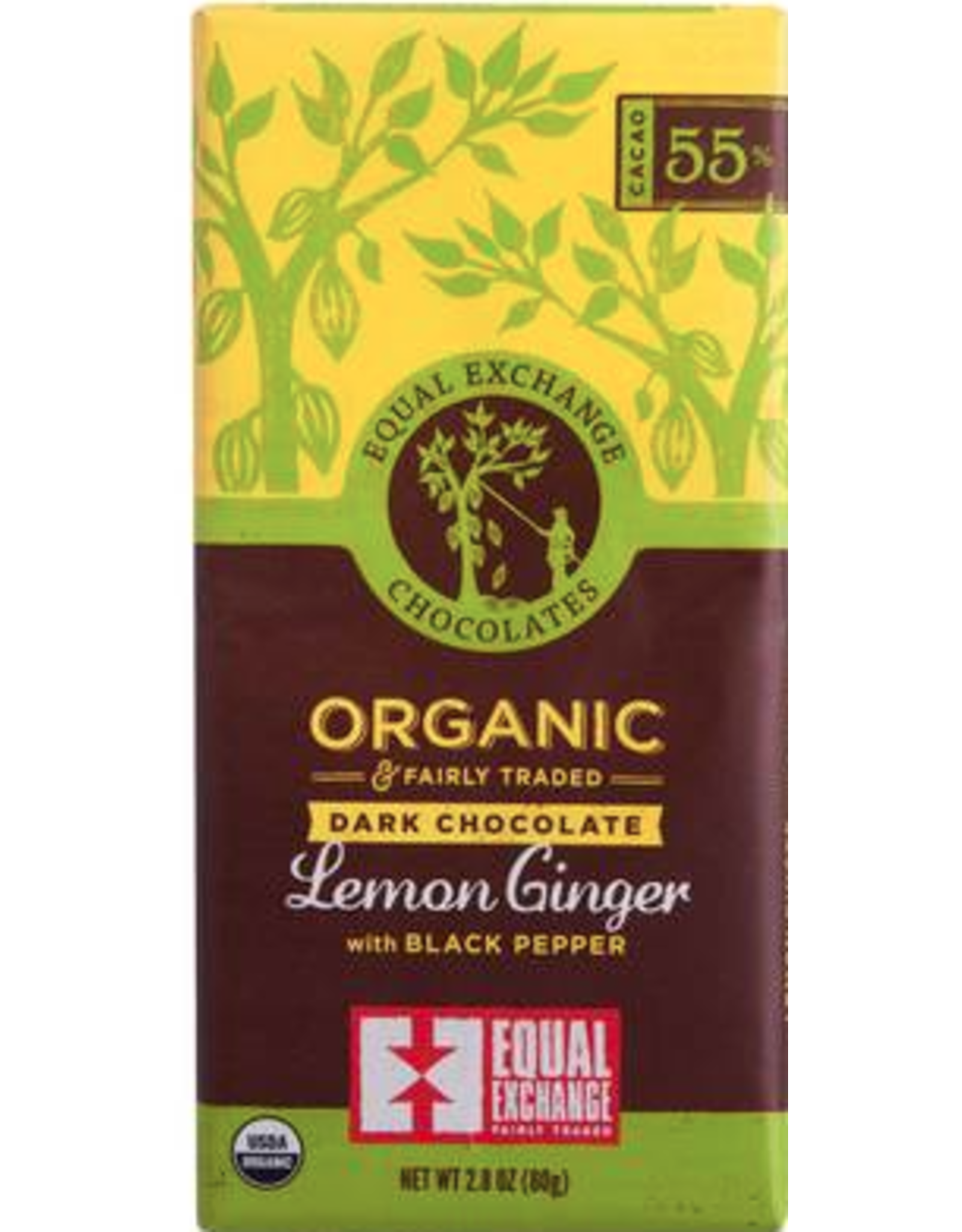 Trade roots Organic Lemon and Ginger with Black Pepper Chocolate Bar