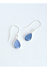 Raindrop Sterling Earrings, Blue Chalcedony, India