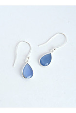 Trade roots Raindrop Sterling Earrings, Blue Chalcedony, India