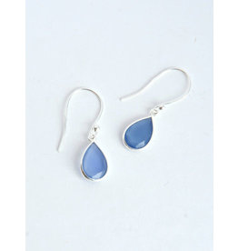 Trade roots Raindrop Sterling Earrings, Blue Chalcedony, India