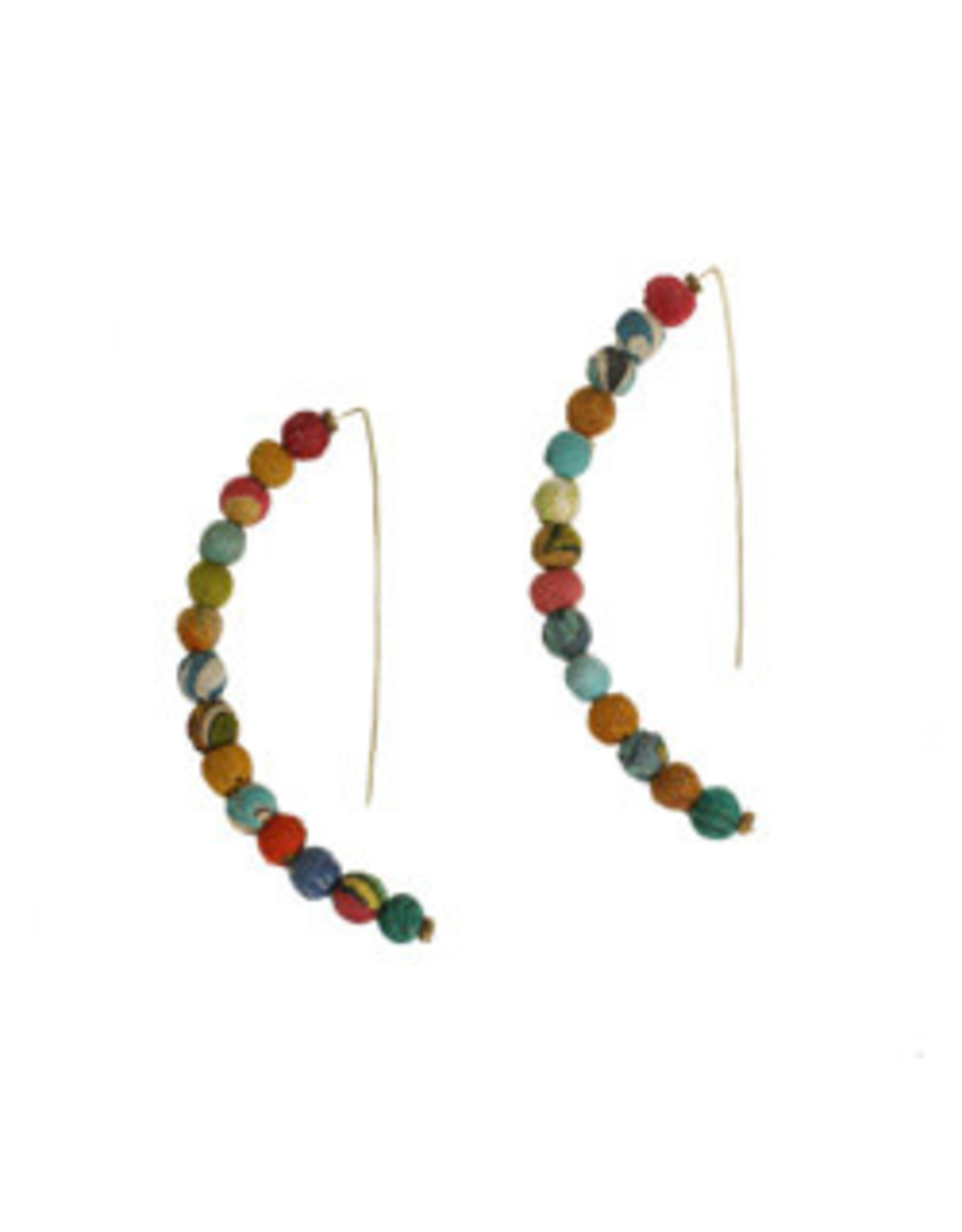 Trade roots Kantha Linear Arc Earrings, India