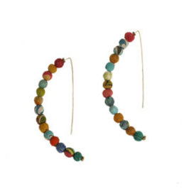 Trade roots Kantha Linear Arc Earrings, India