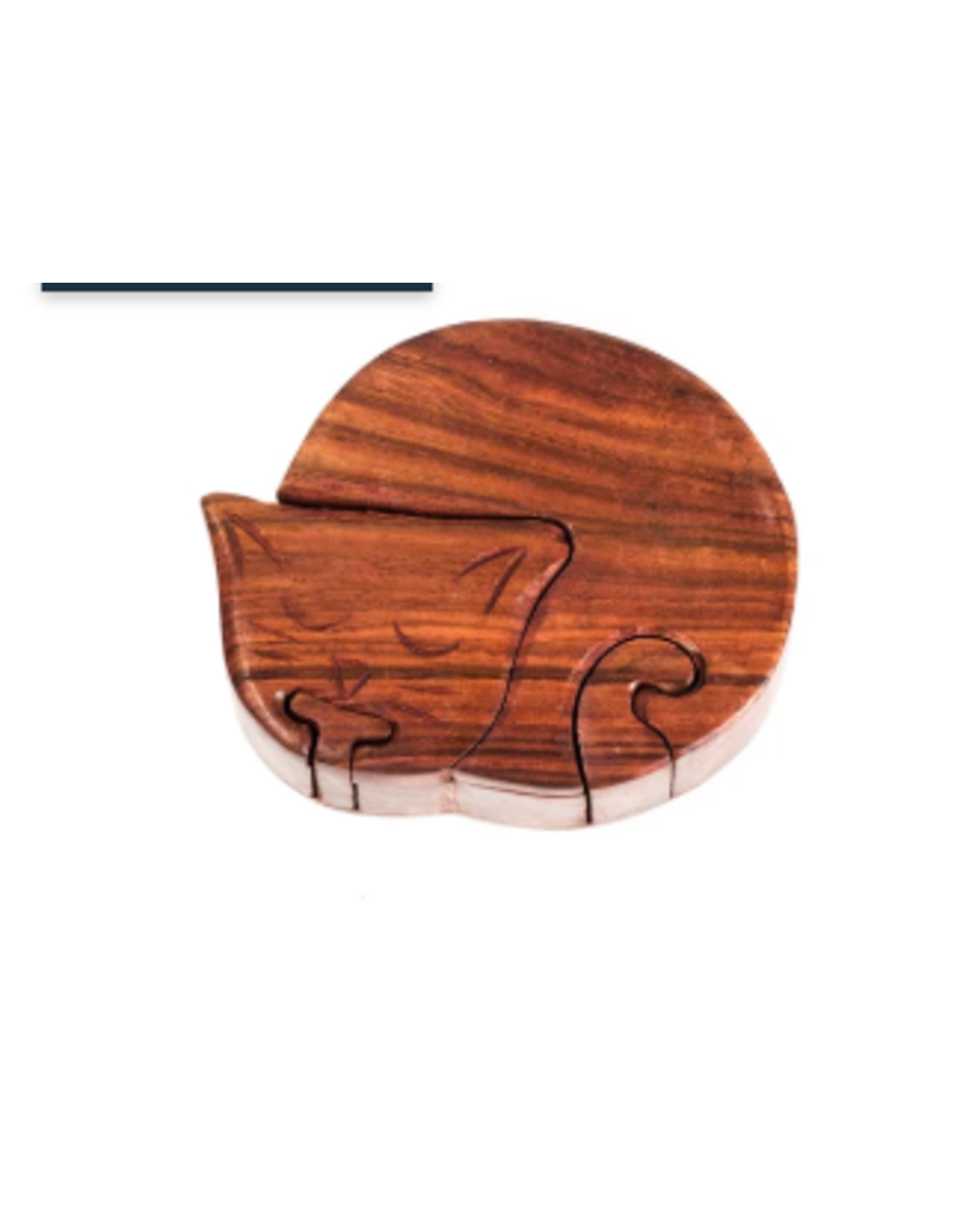 Wood Cat Puzzle Box, India Trade Roots