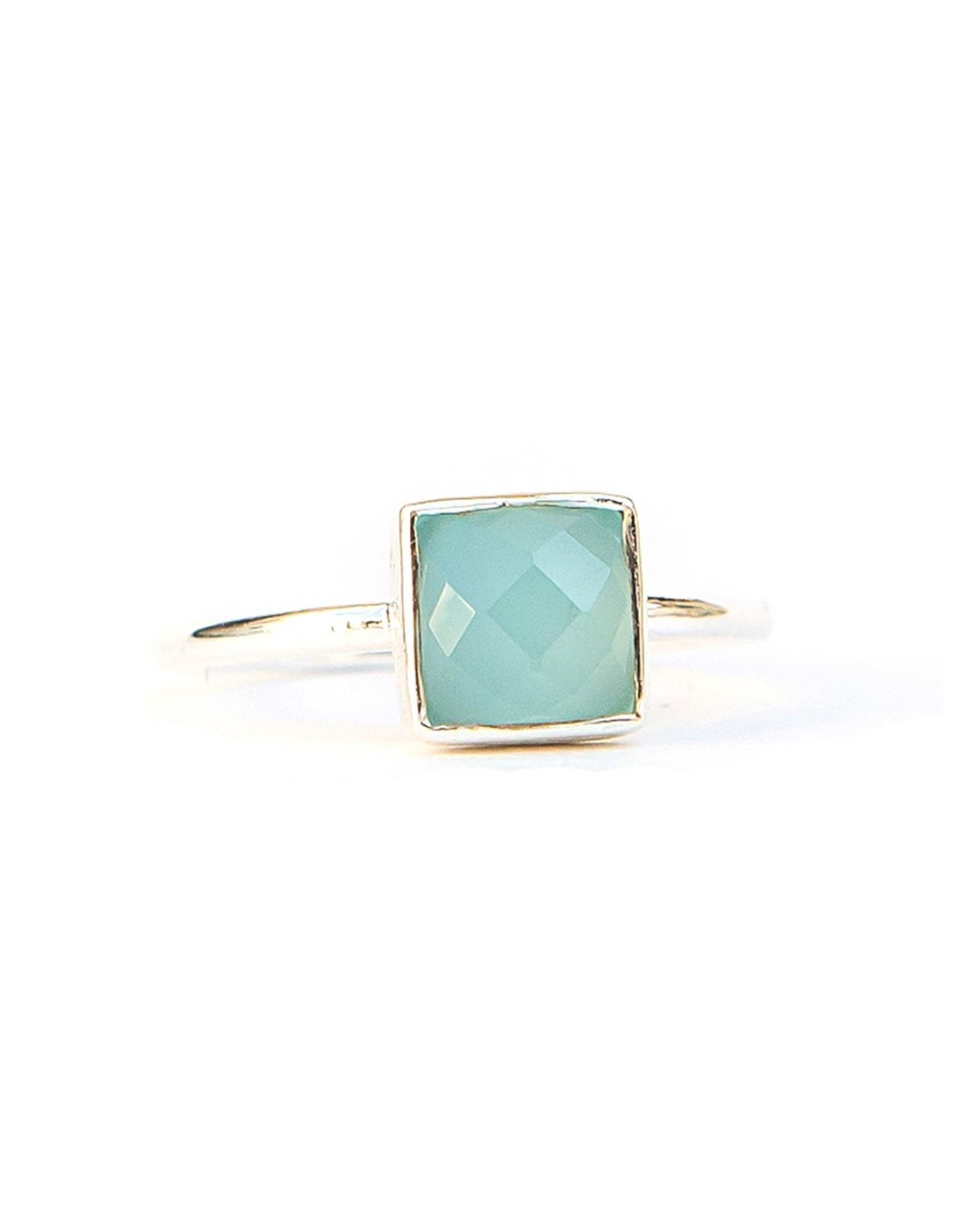 Trade roots Sultry Sea Chalcedony Sterling Ring, India