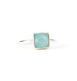 Trade roots Sultry Sea Chalcedony Sterling Ring, India