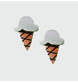 Sterling Silver Ice Cream Cone Post Earrings