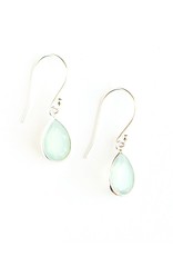 Trade roots Raindrop Sterling Earrings, Aqua Chalcedony, India