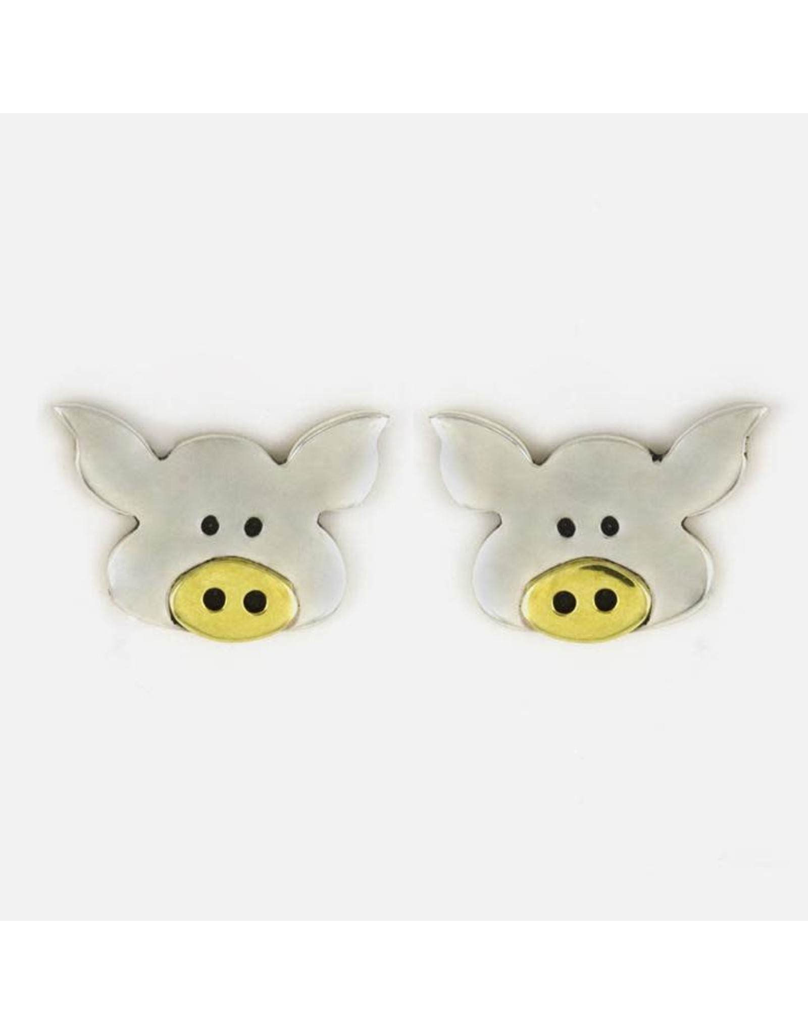 Sterling Silver Pig Post Earrings, Mexico