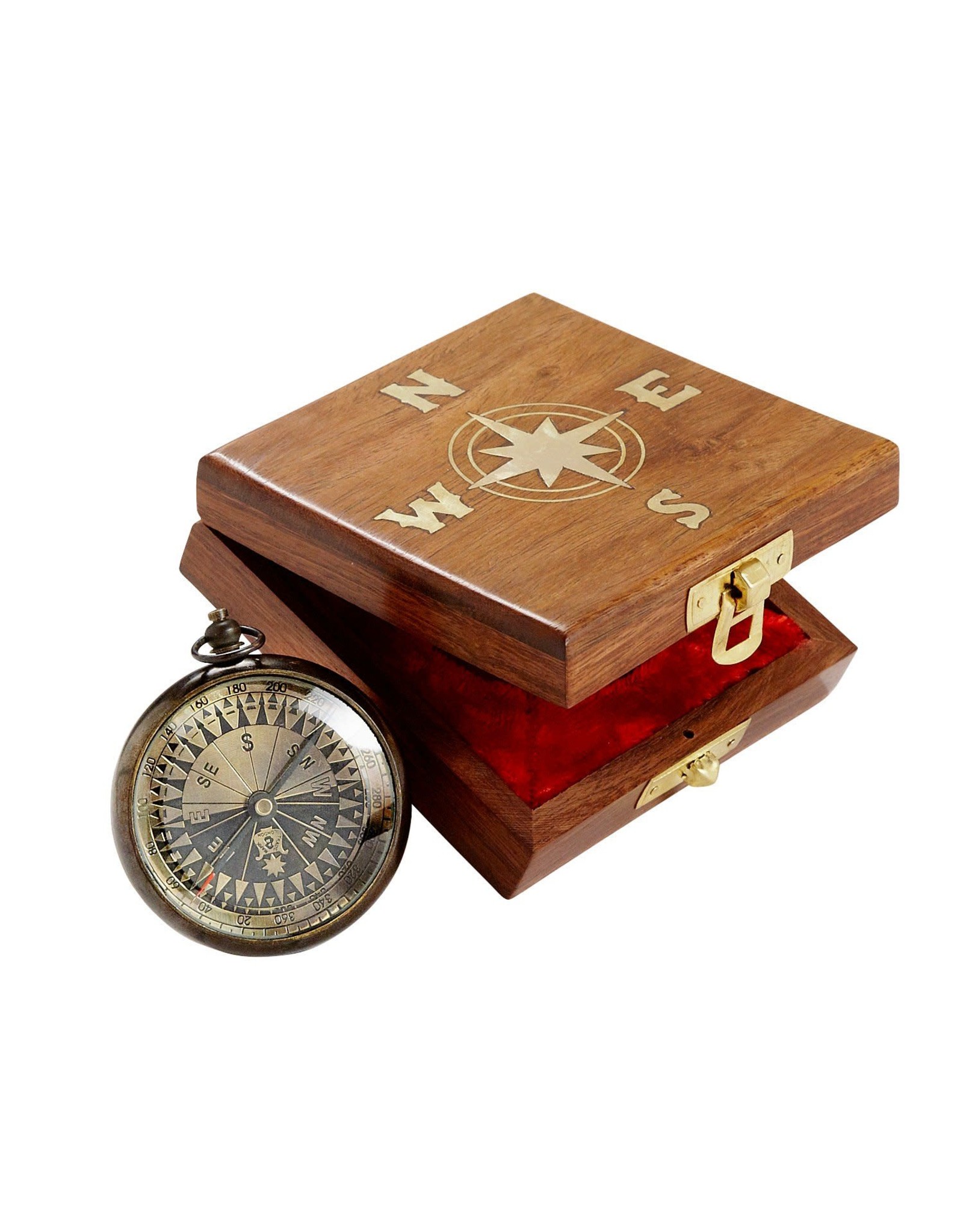 Trade roots True North Compass in Wood Box, India