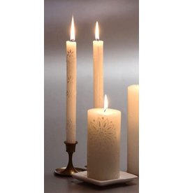 Trade roots White on White, Pair Taper Candles 9", South Africa