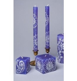 Trade roots Henna White on Blue,  Pair Taper Candles 9", South Africa