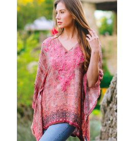 Trade roots Demira Embroidered Top Pink, India