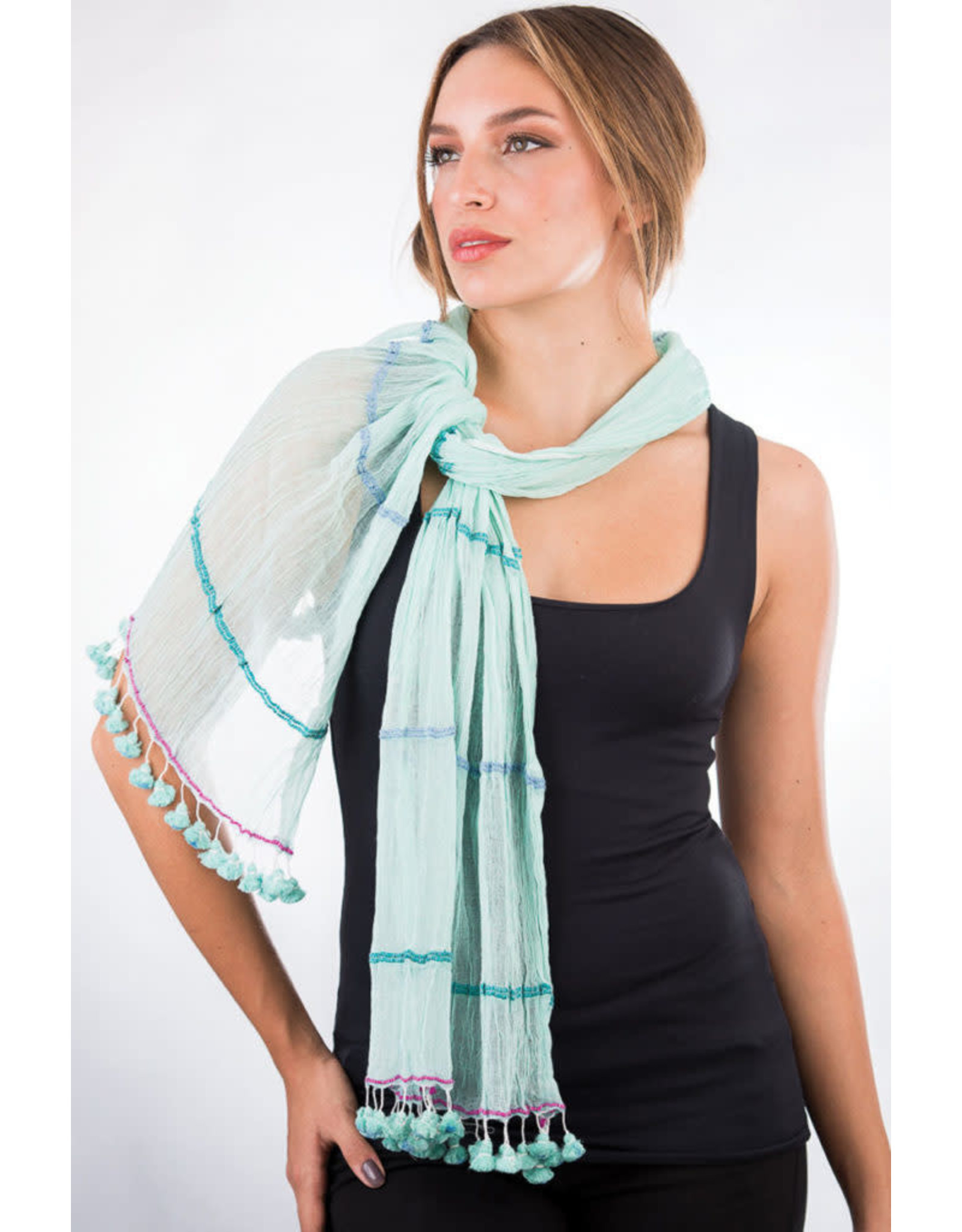 Trade roots Radhika Tassel Scarf Turquoise,  India