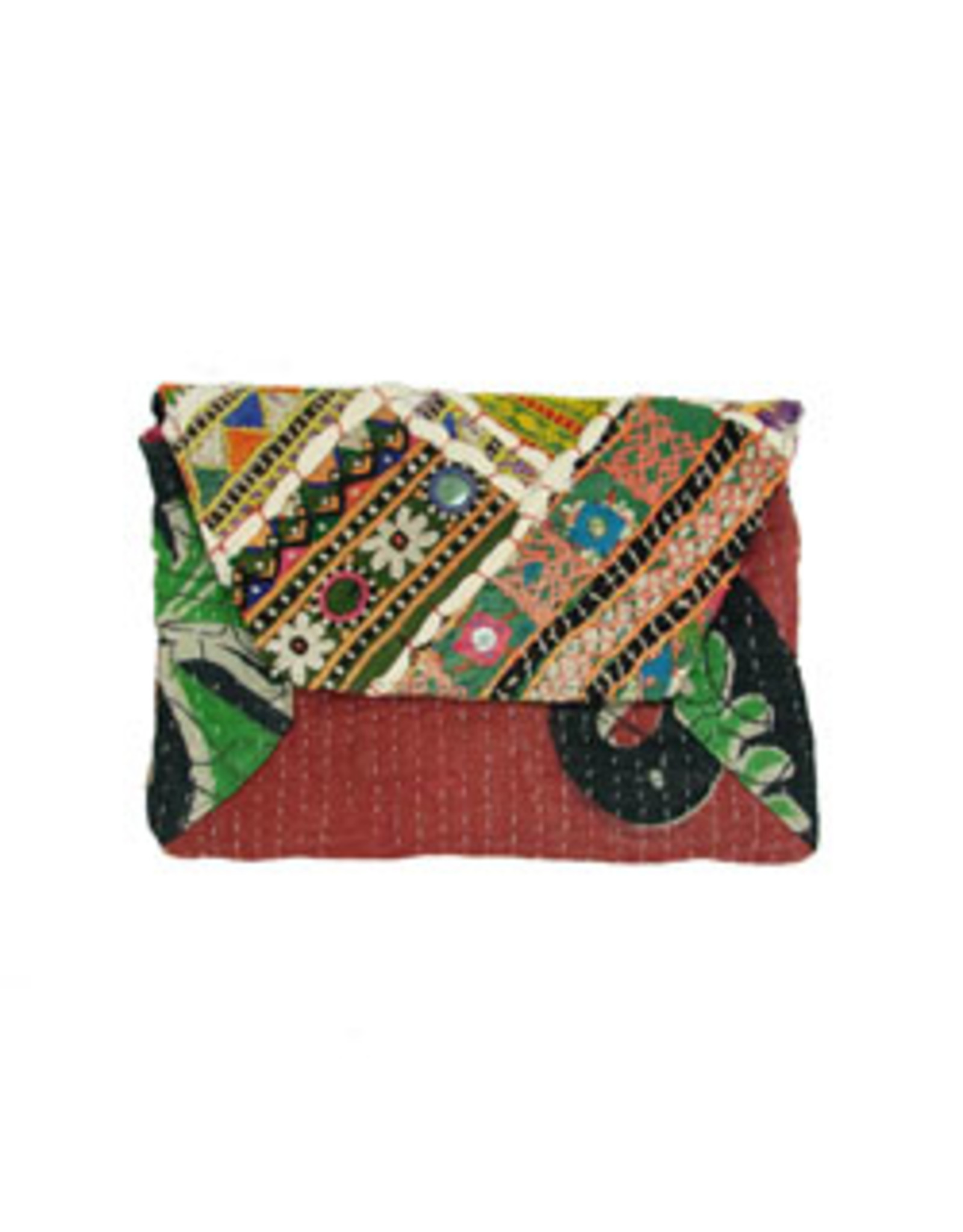 Trade roots Kantha Wristlet Clutch/Crossbody, India