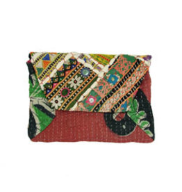 Trade roots Kantha Wristlet Clutch/Crossbody, India