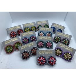 Trade roots Denim Embroidered Flower Studs, Assorted Colors