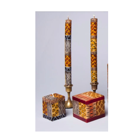 Trade roots Animal Print, Pair Taper Candles 9", South Africa