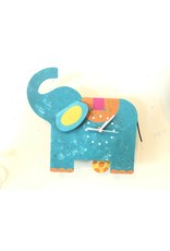 Trade roots Silly Clock Elephant, Blue, Colombia