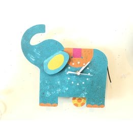 Trade roots Silly Clock Elephant, Blue, Colombia