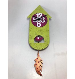 Trade roots Silly Clock Thin Bird House, Green,Colombia