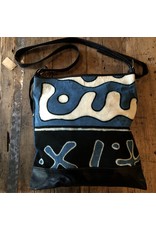 Trade roots Bogolan Leather Bag, Blue, Mali