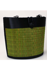 Trade roots Petite Curved Avi Basket Bag Green/Brown, Cambodia