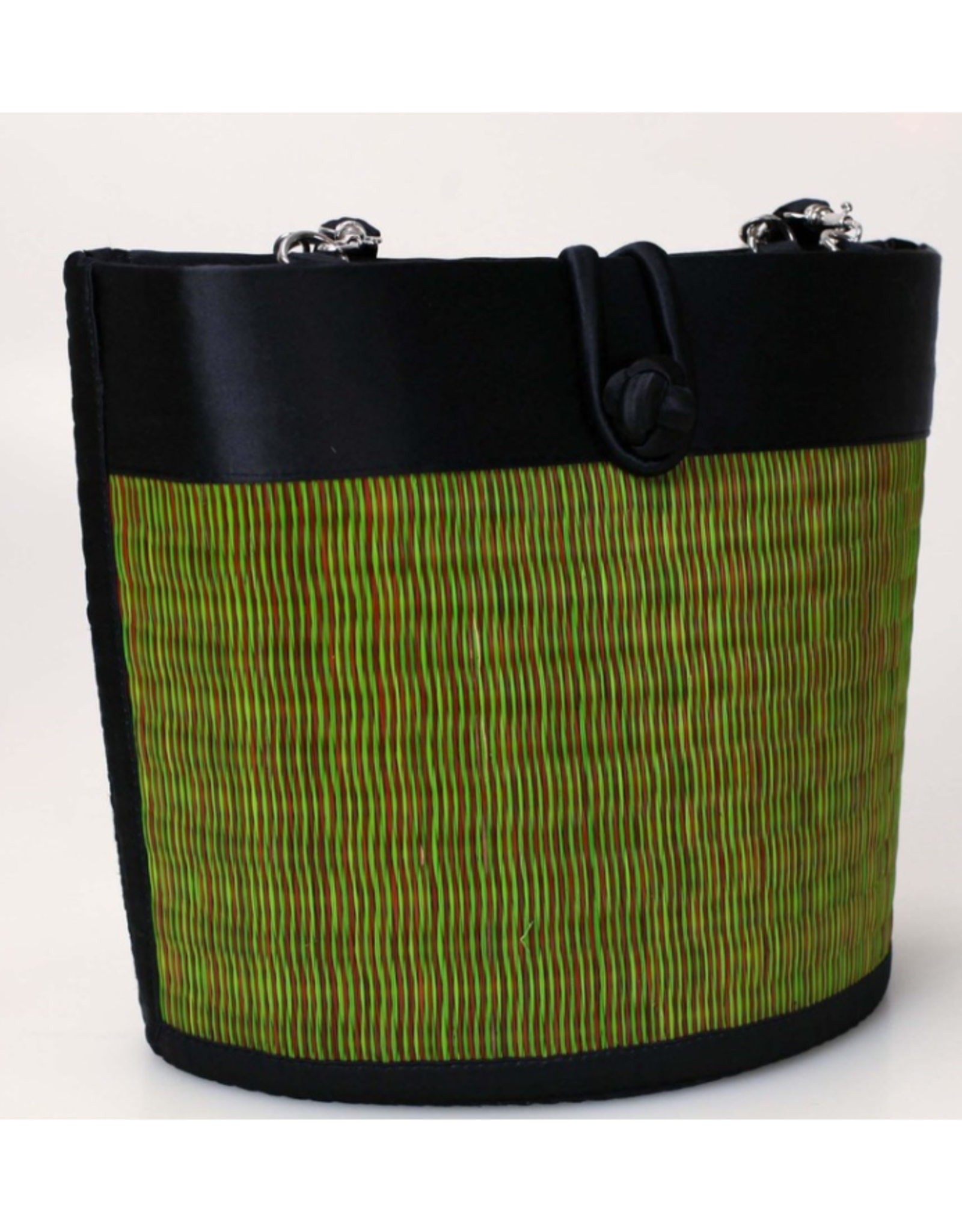 Trade roots Petite Curved Avi Basket Bag Green/Brown, Cambodia