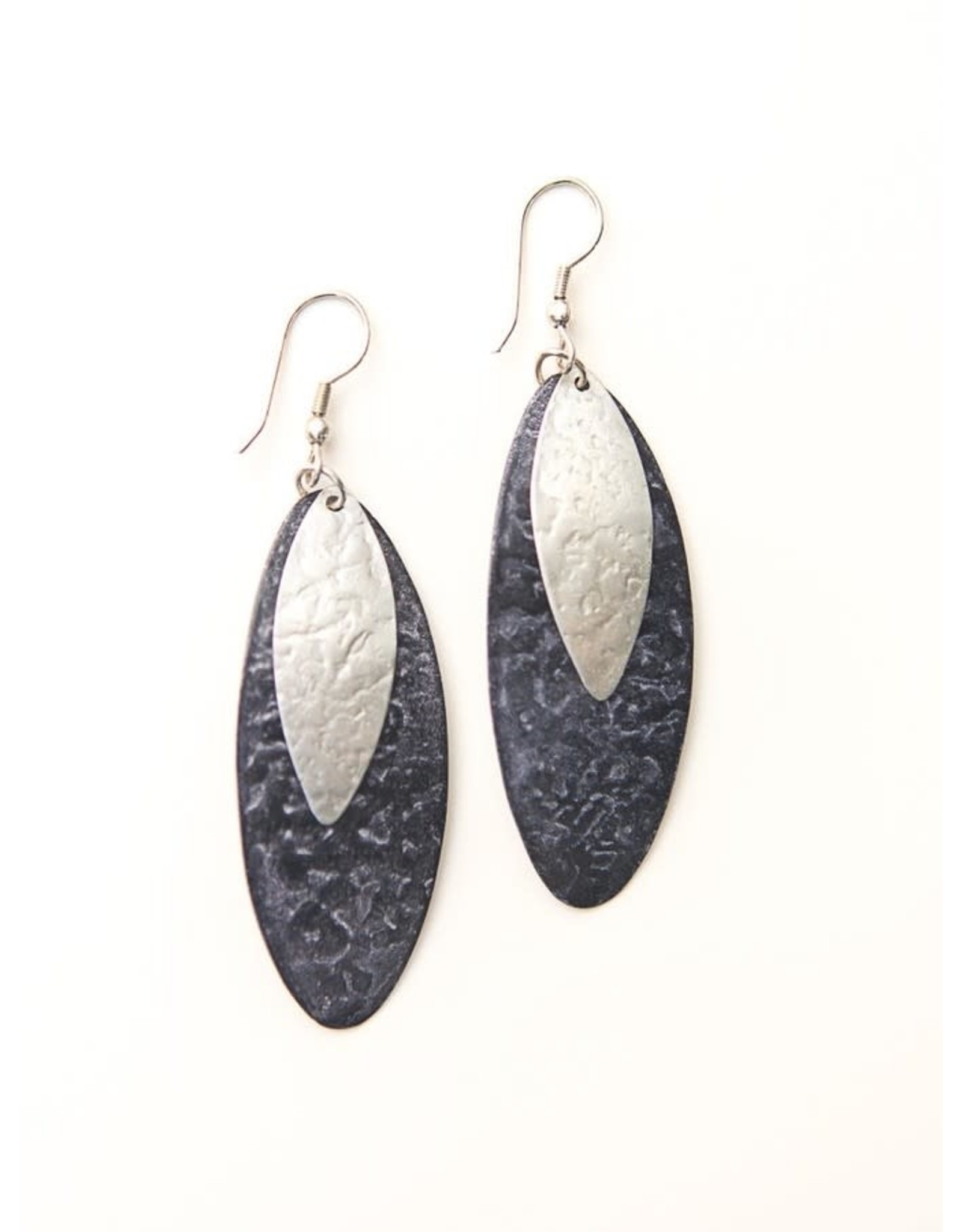 Trade roots Oblong Leaf Earrings Purple, India